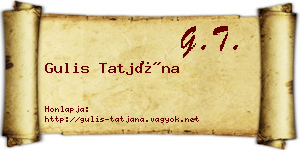 Gulis Tatjána névjegykártya